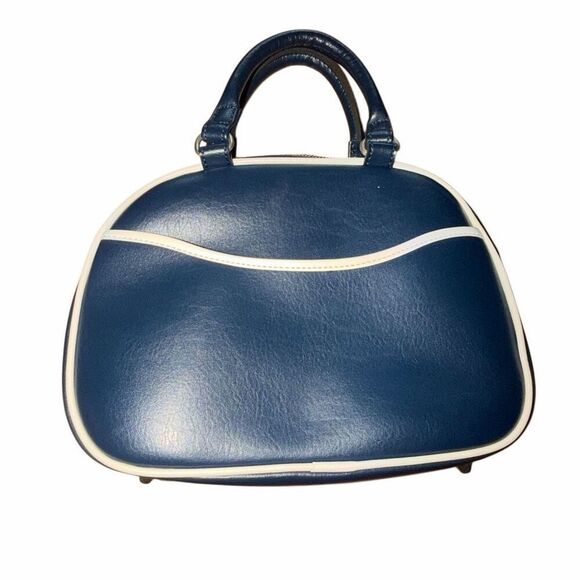 No Brand Handbags - Vintage hand bag navy blue & white zipper closure